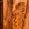 oak leaf carving up close