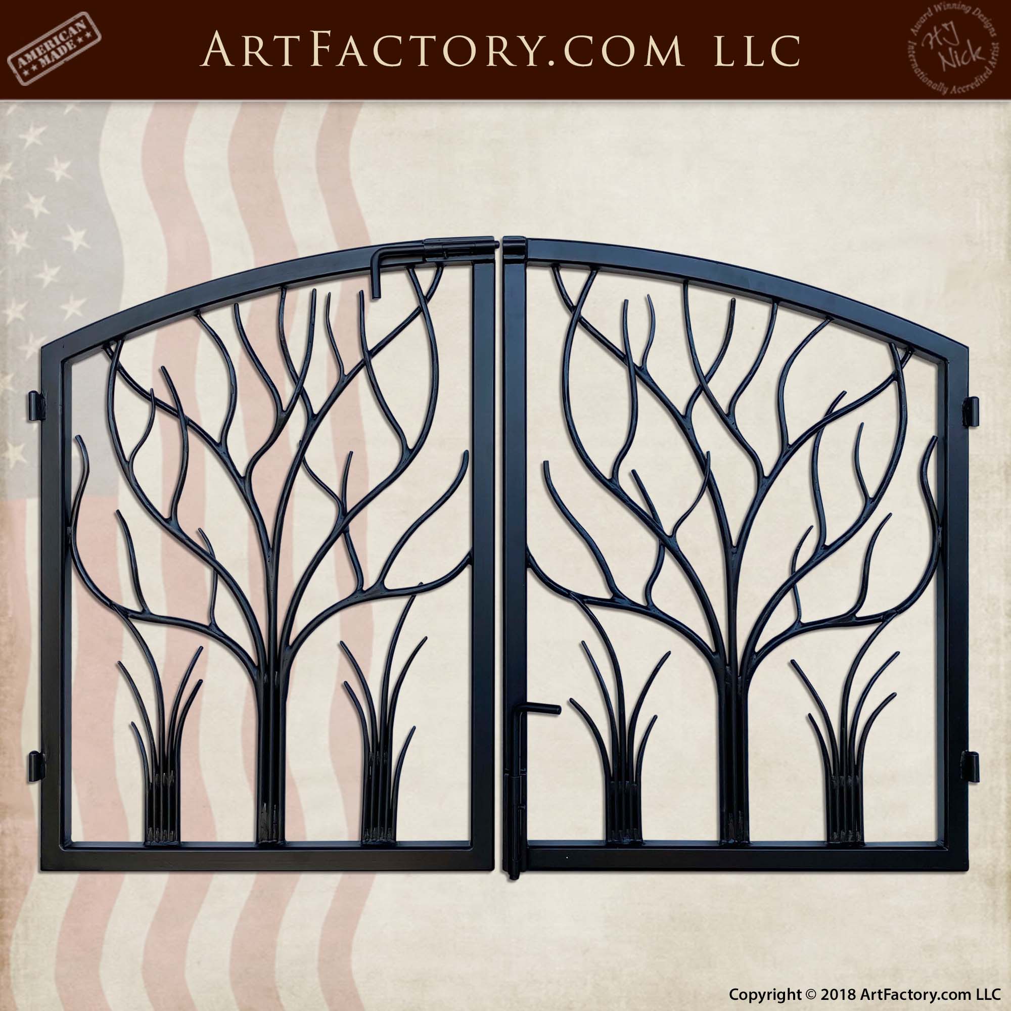 Wrought Iron Tree and Nature Themed Gate