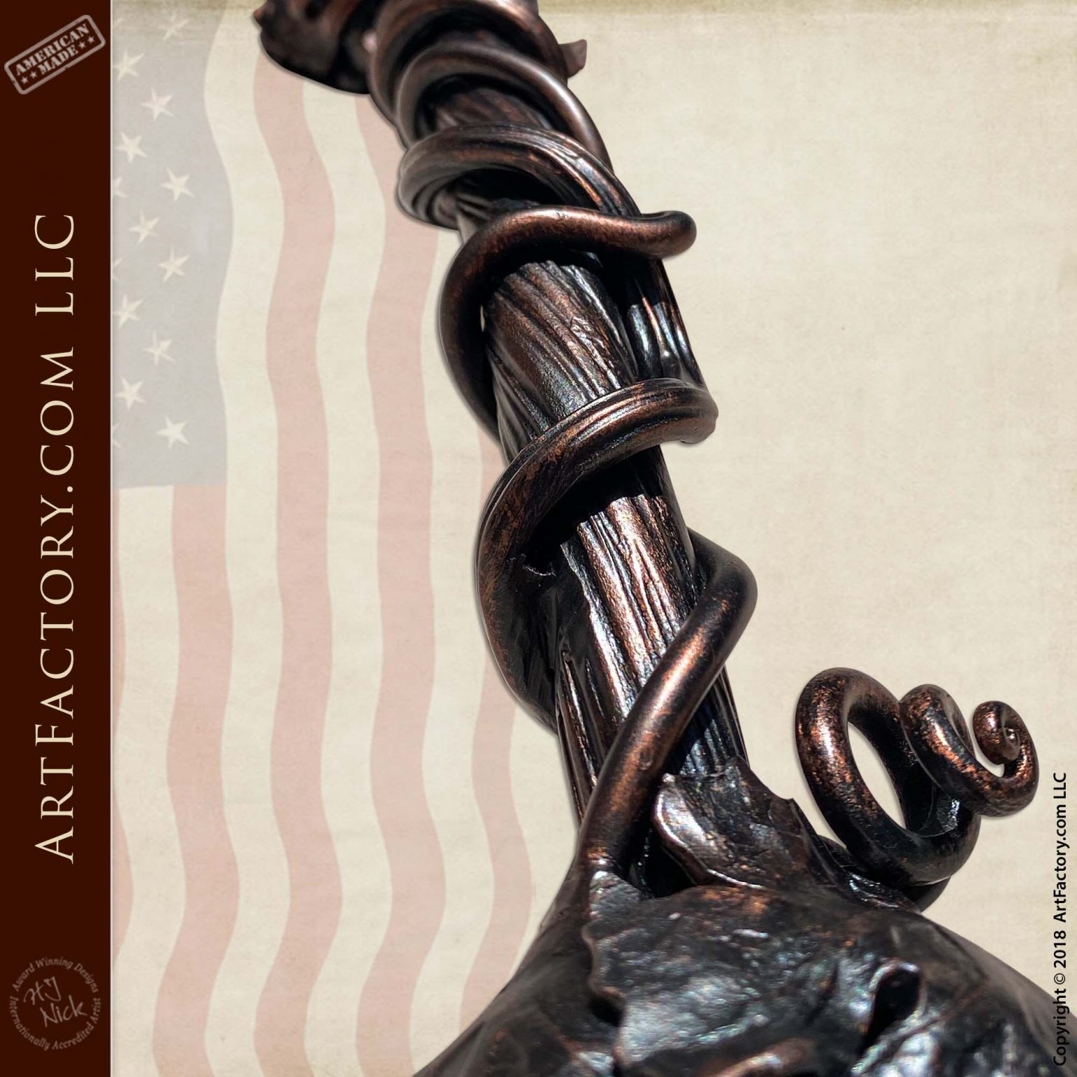 Grapevine Wine Room Door Pull Wrought Iron With Copper Patina Finish