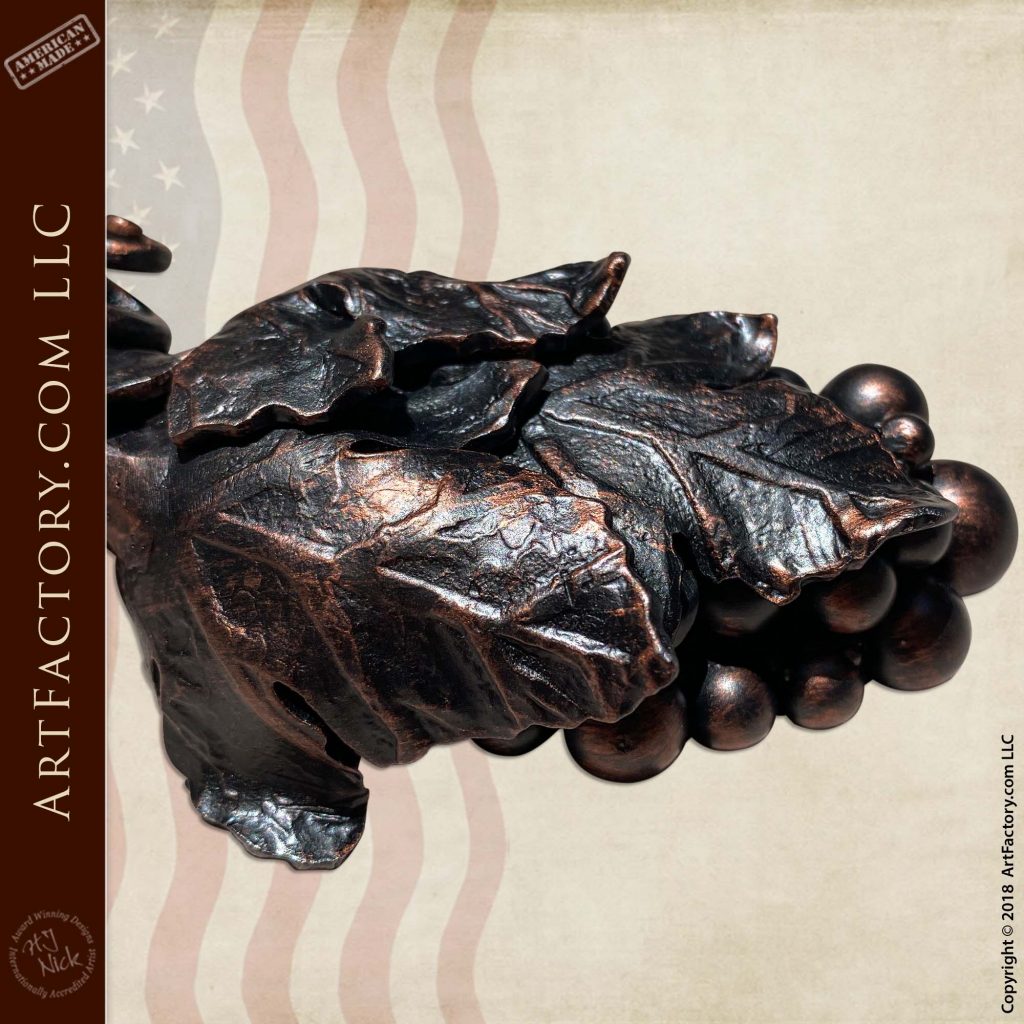 Grapevine Wine Room Door Pull Wrought Iron With Copper Patina Finish
