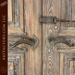 custom ornamental lever style handles and slide bolt lock
