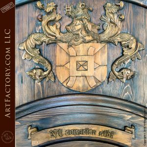 English Crest Custom Door: World Class Fine Art Master Wood Carvings