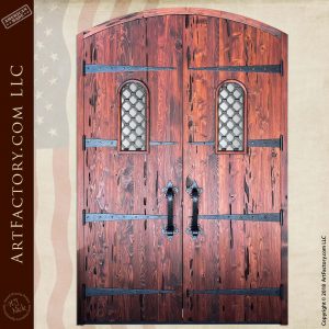 Medieval Fortress Double Doors: Custom Blacksmith Forged Hardware