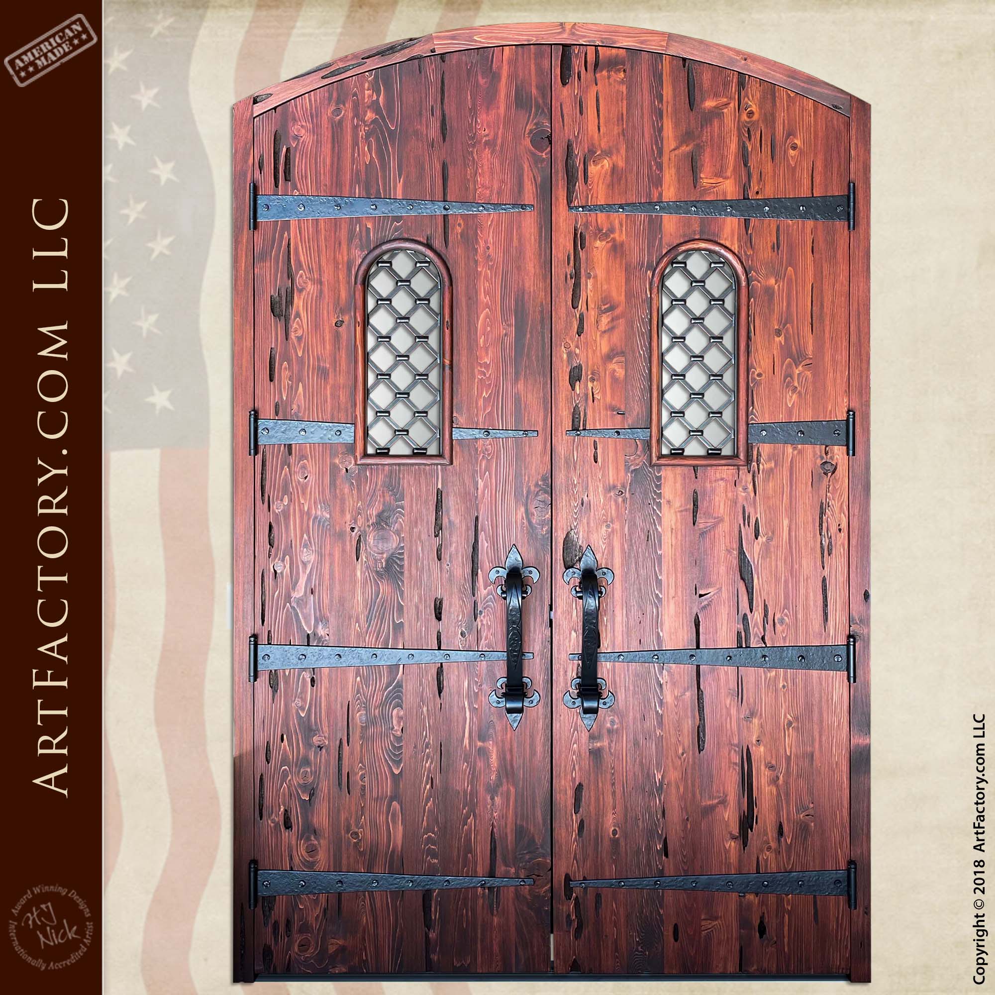 Medieval Style Fortress Door: Forged Iron Hardware