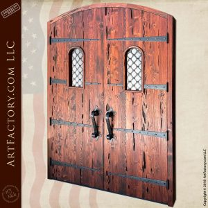 Medieval Fortress Double Doors: Custom Blacksmith Forged Hardware