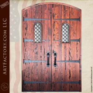 Medieval Fortress Double Doors: Custom Blacksmith Forged Hardware