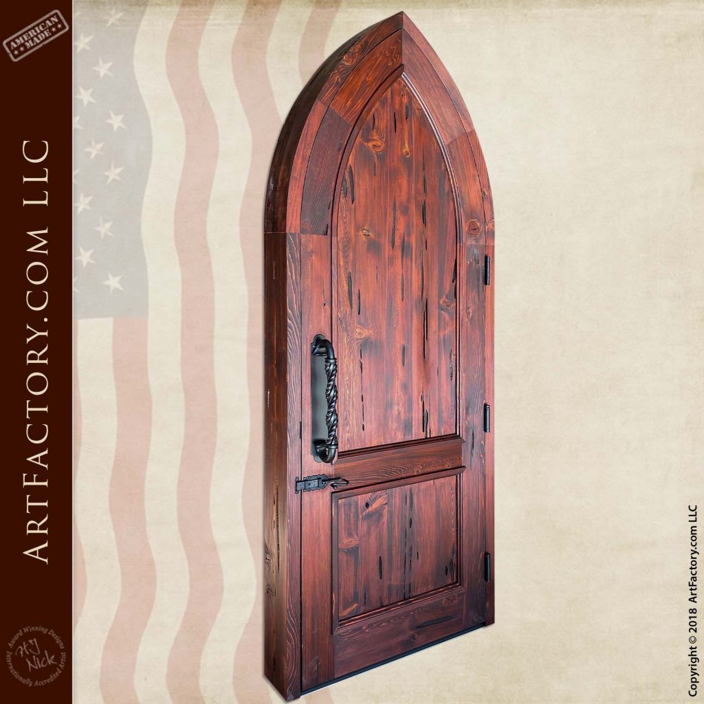 Wooden Cathedral Door: With Fine Art Blacksmith Hand Forged Ironwork