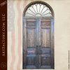 Custom Double Solid Wood Gate with Wrought Iron Transom