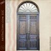 Custom Double Solid Wood Gate with Wrought Iron Transom