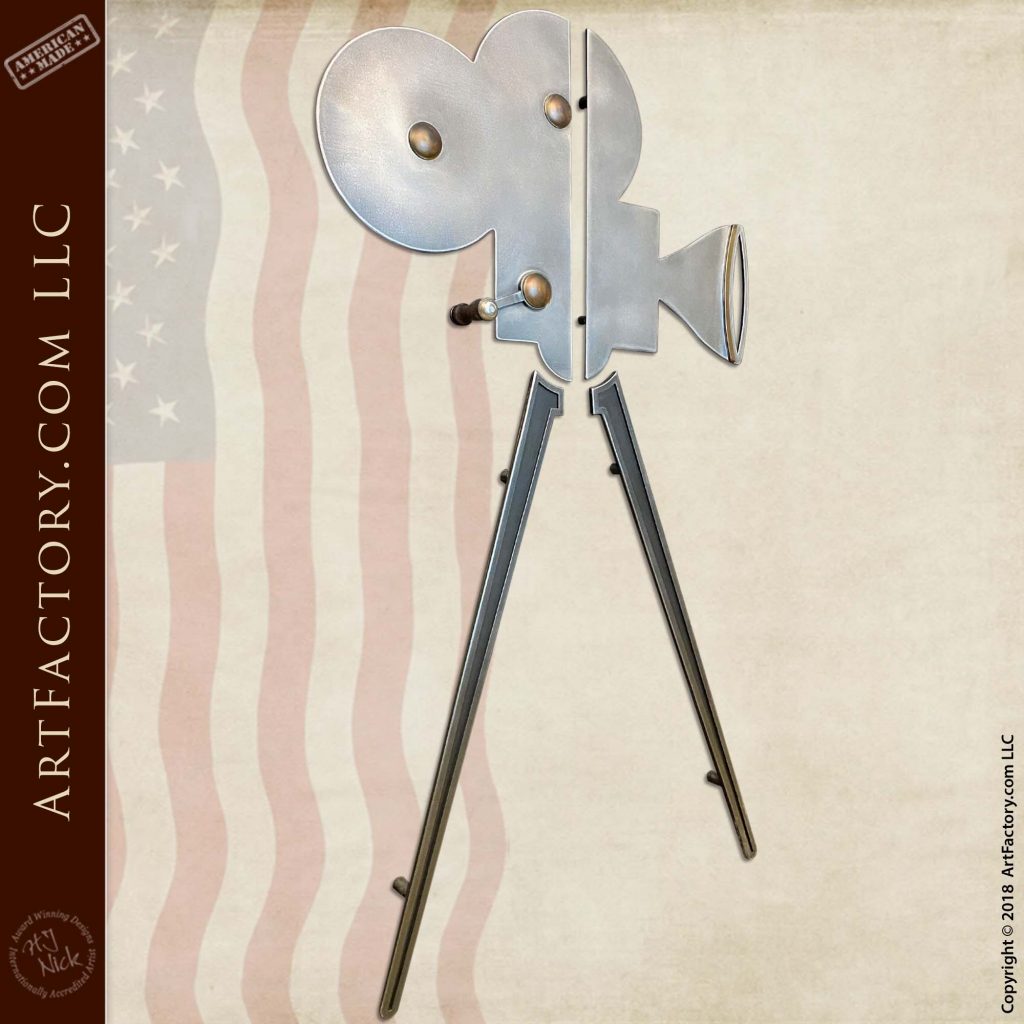 Custom Movie Camera Door Handle Decorative Iron Film Strip Overlay