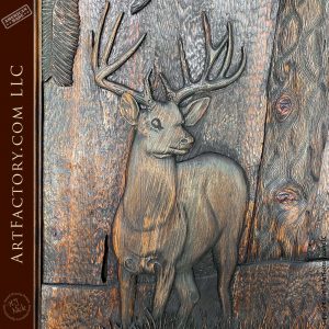 buck in the forest detailed hand wood carving