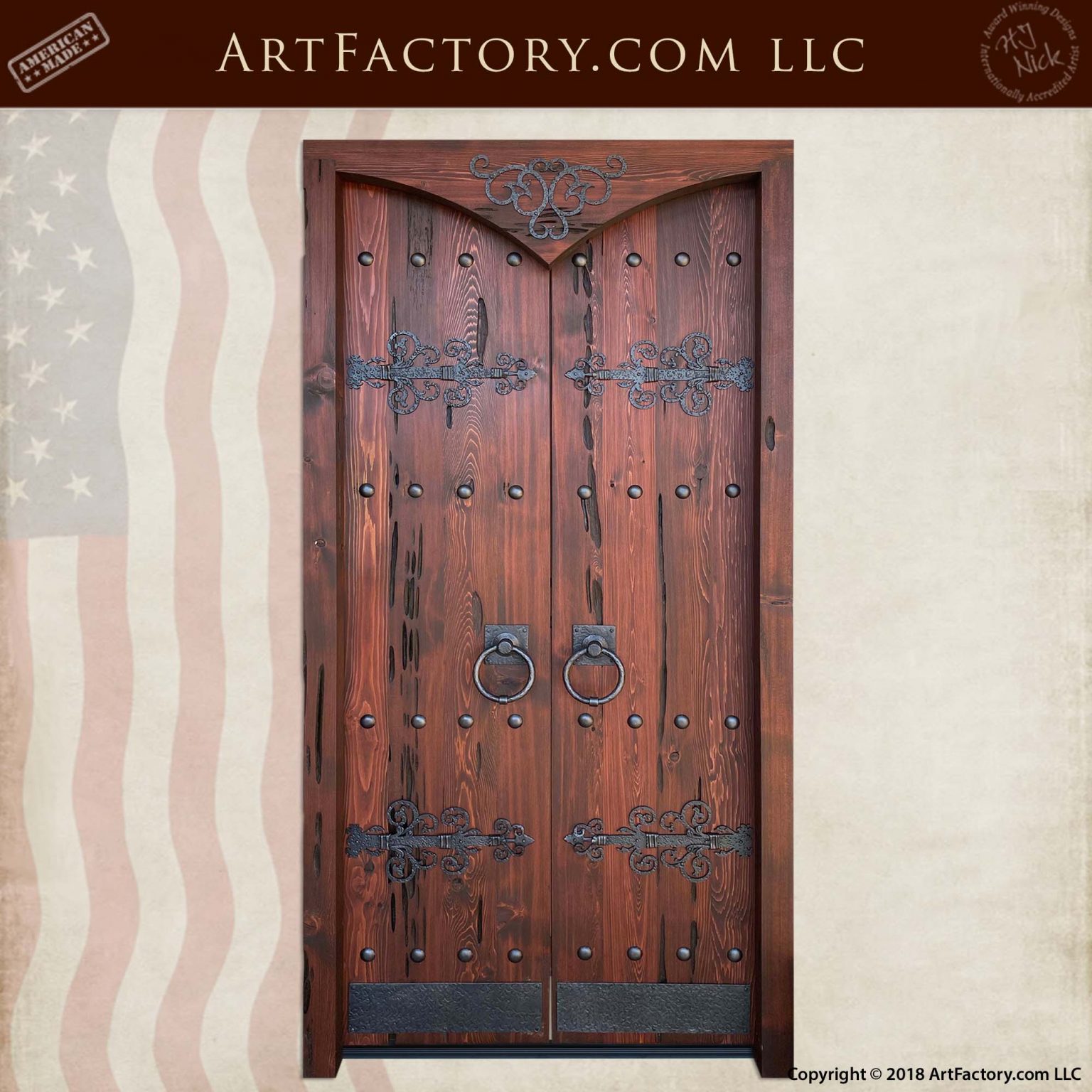 Custom Ornamental Strap Hinge Blacksmith Hand Wrought Iron