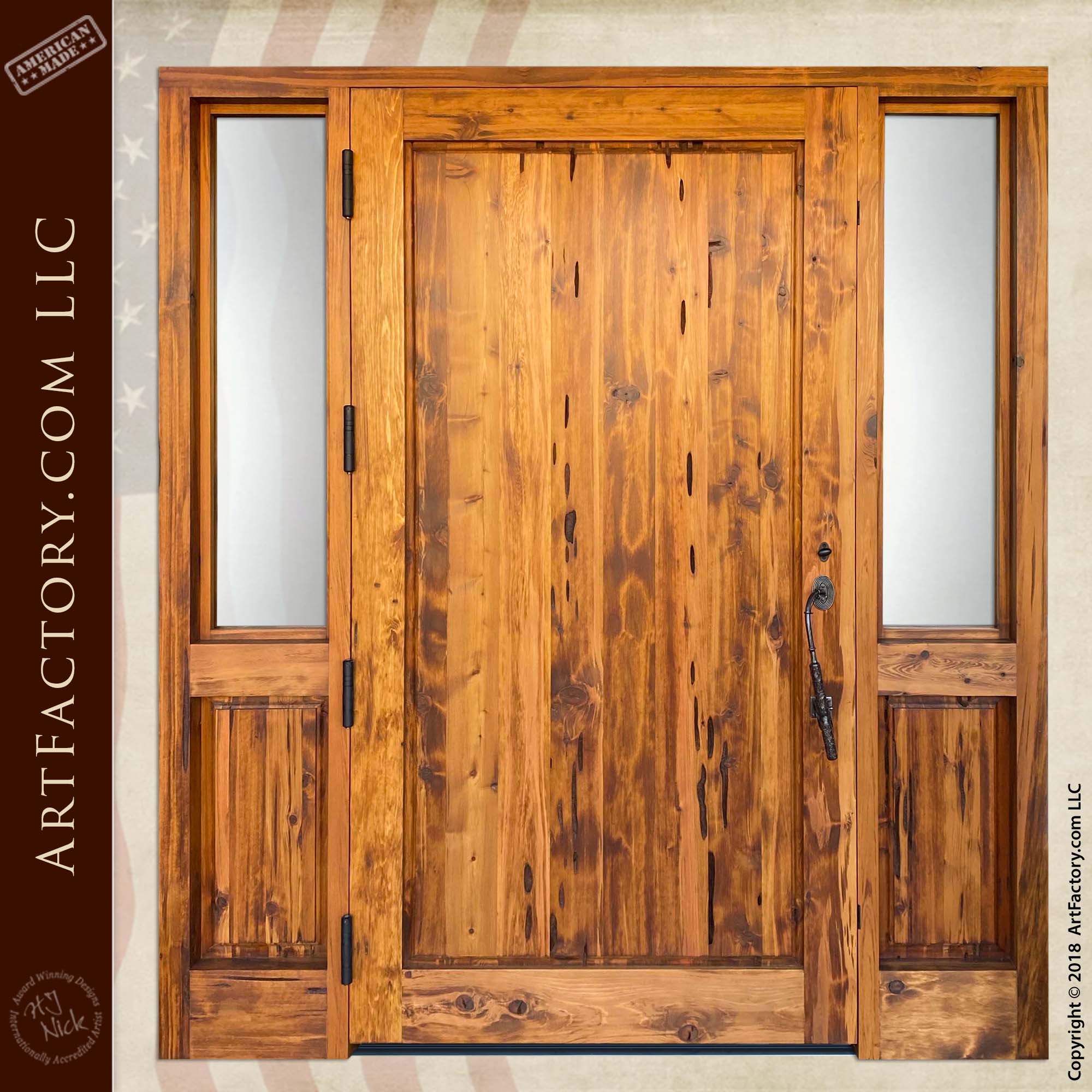 Solid Wood Hand-Carved Lodge Door