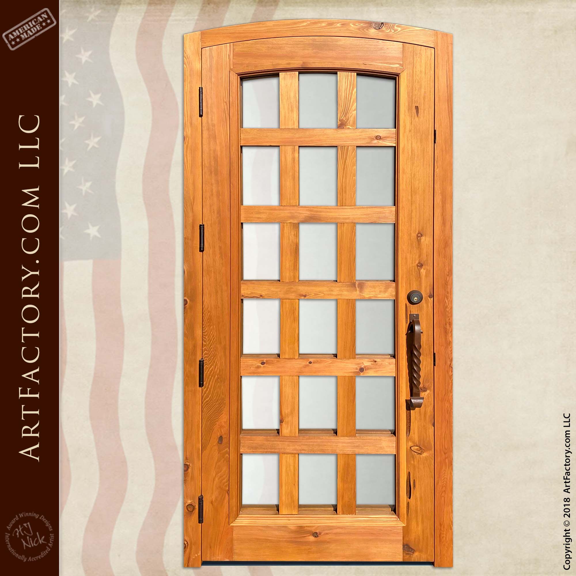 Eyebrow Arch Solid Wood Door with Wood Mullions