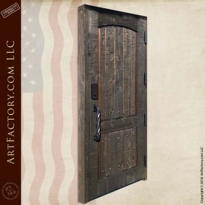 Rough Sawn Solid Wood Door with Hand-Forged Iron Hardware
