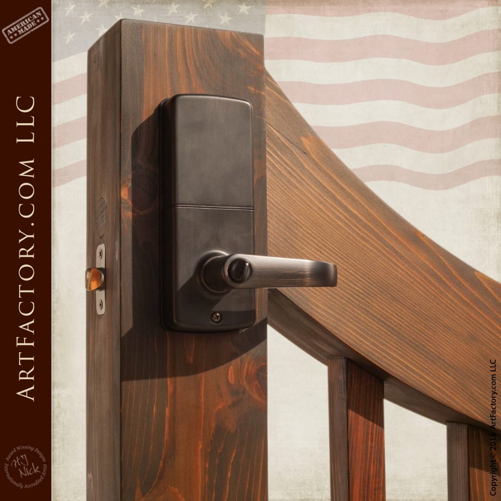 Inverted Arch Garden Gate Solid Wood With Digital Keypad Lock