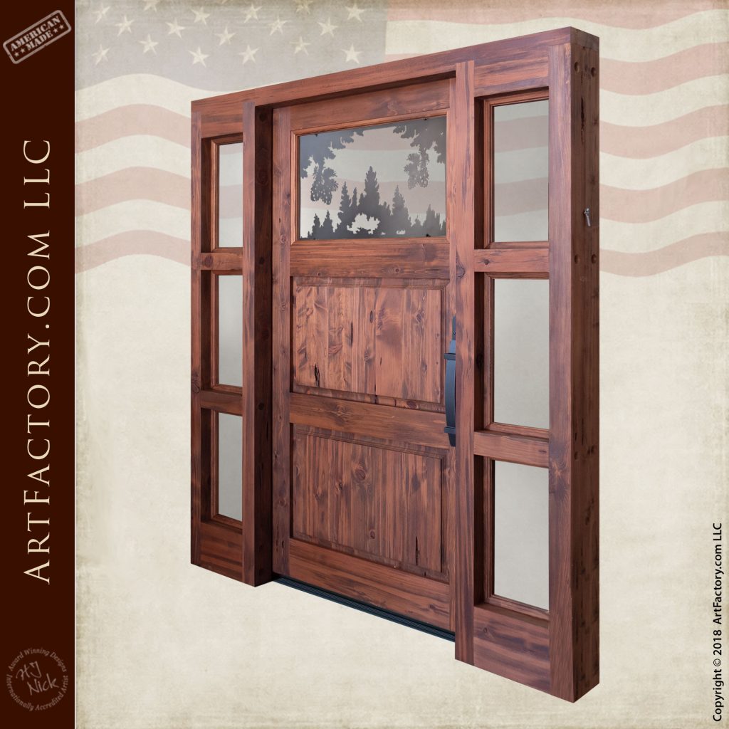 Fine Art Craftsman Entrance: Solid Wood Door With Custom Sidelights