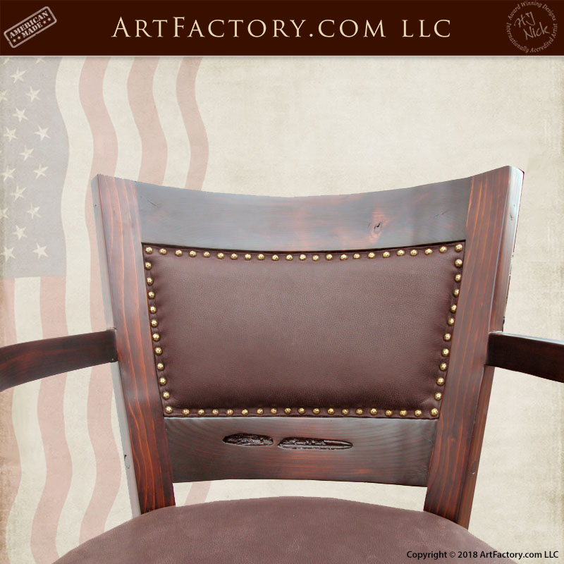 leather barstool chair back up close