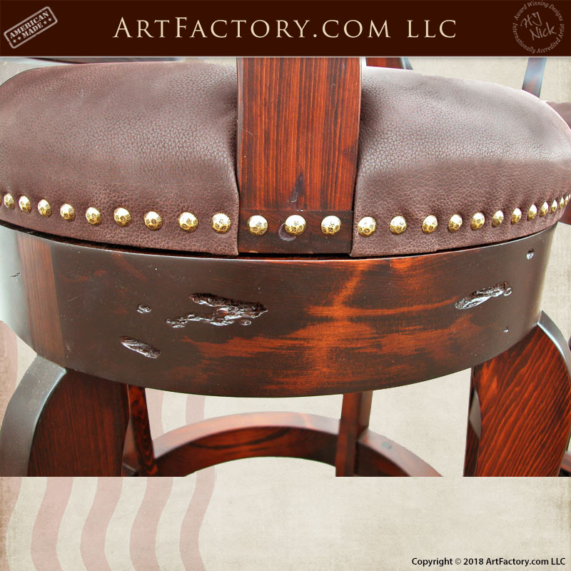 leather seat on bar stool