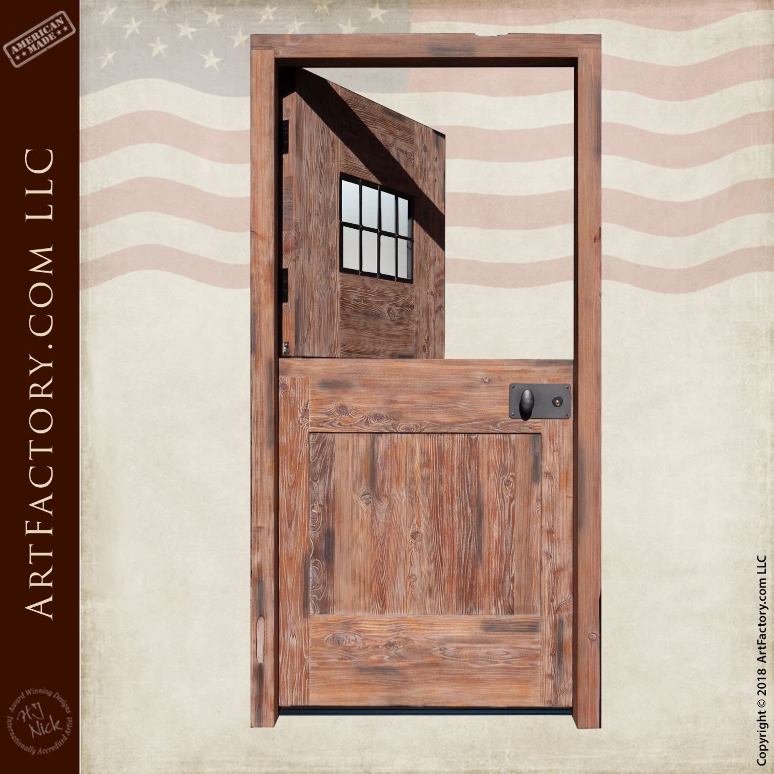 Rustic Wooden Dutch Door: With Custom 8 Panel Viewing Window