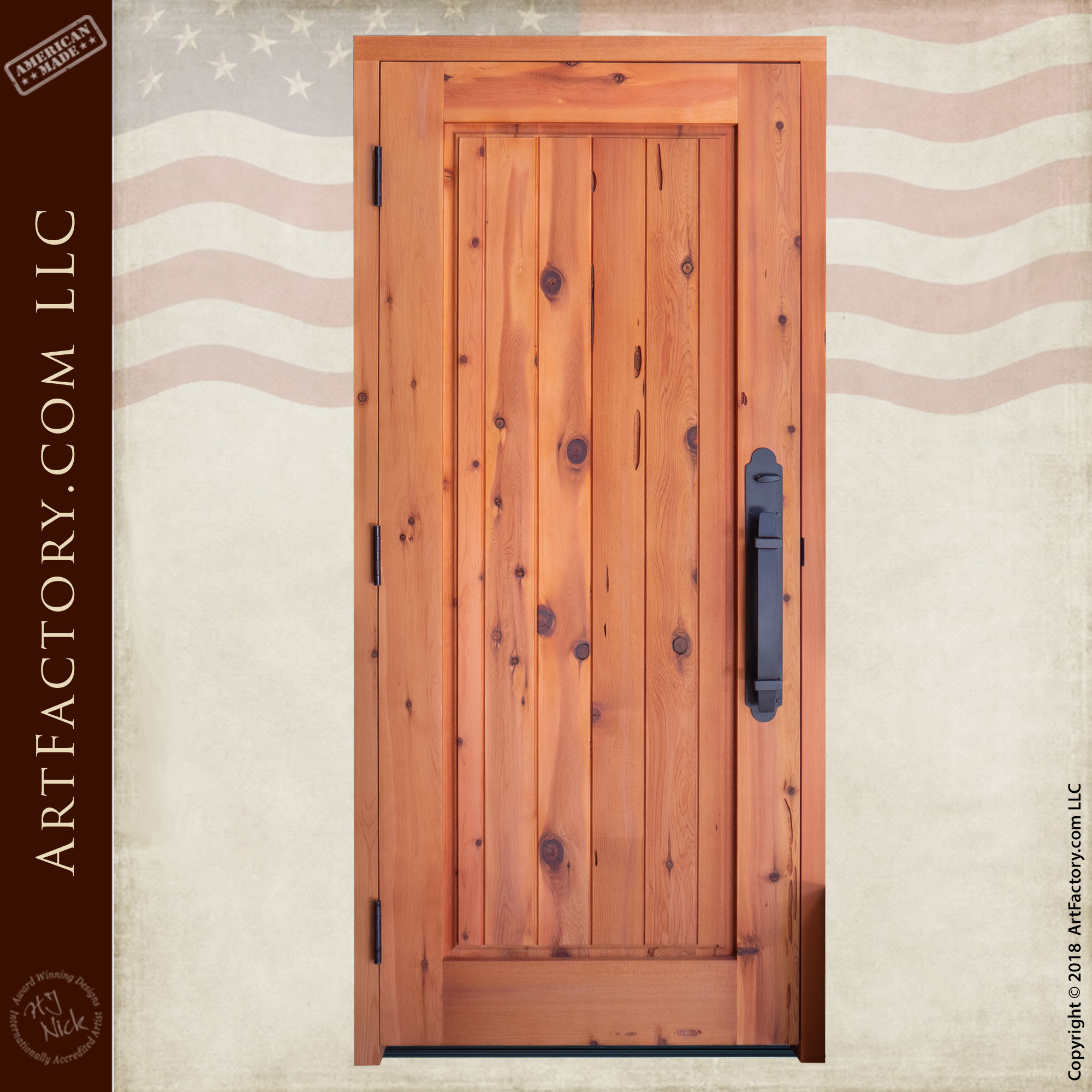 New Custom Single Wooden Iron Tree Door