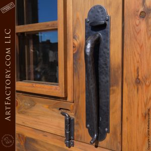 custom iron door handle and slide bolt lock