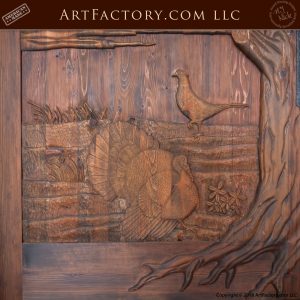 turkey wood carving on door