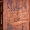 Tractor Brothers custom wood carving close up
