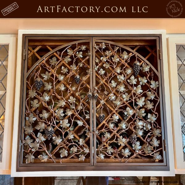 grapevine wine cabinet doors