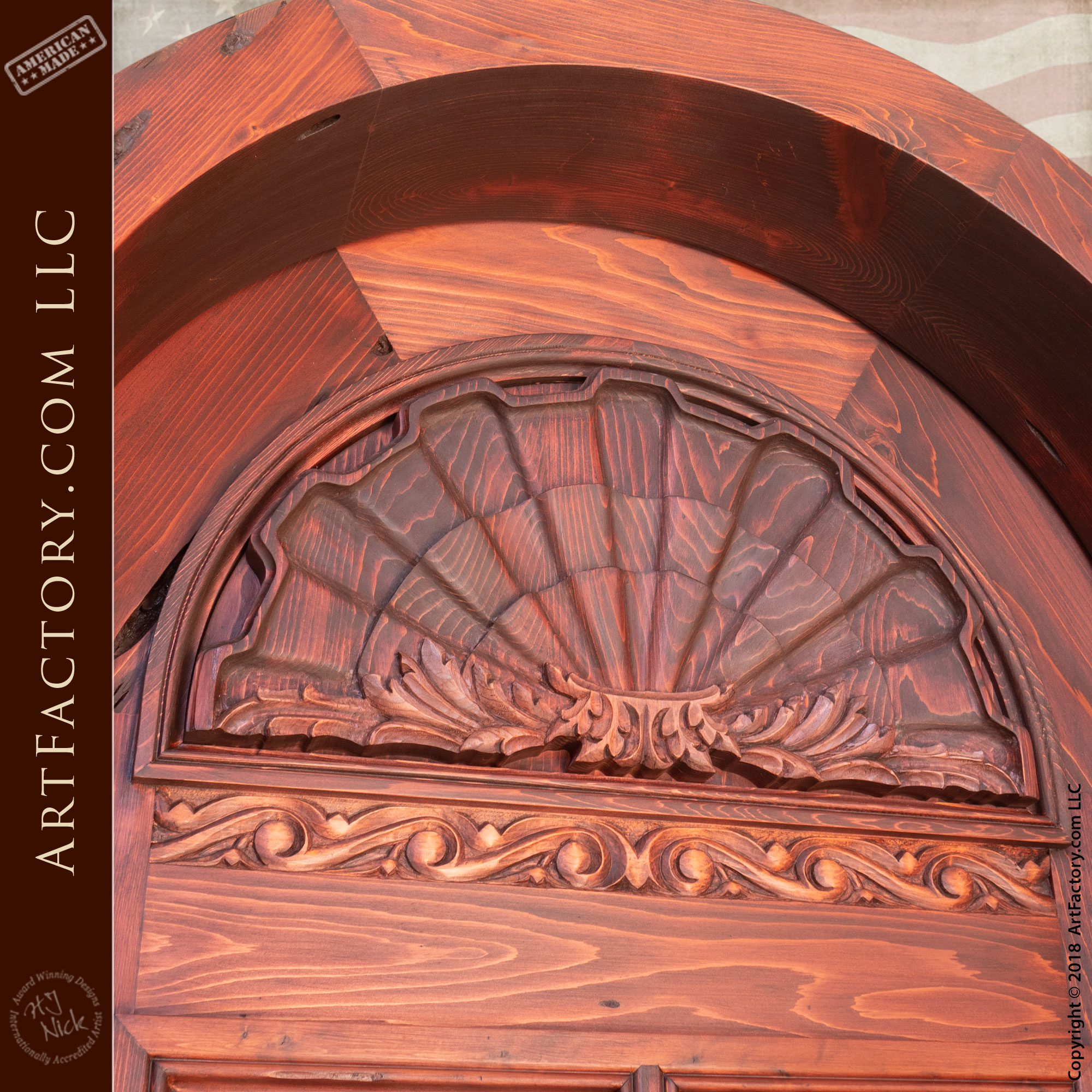 Custom Solid Wooden Lion Knocker Entry Door