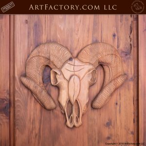 rams head carving up close