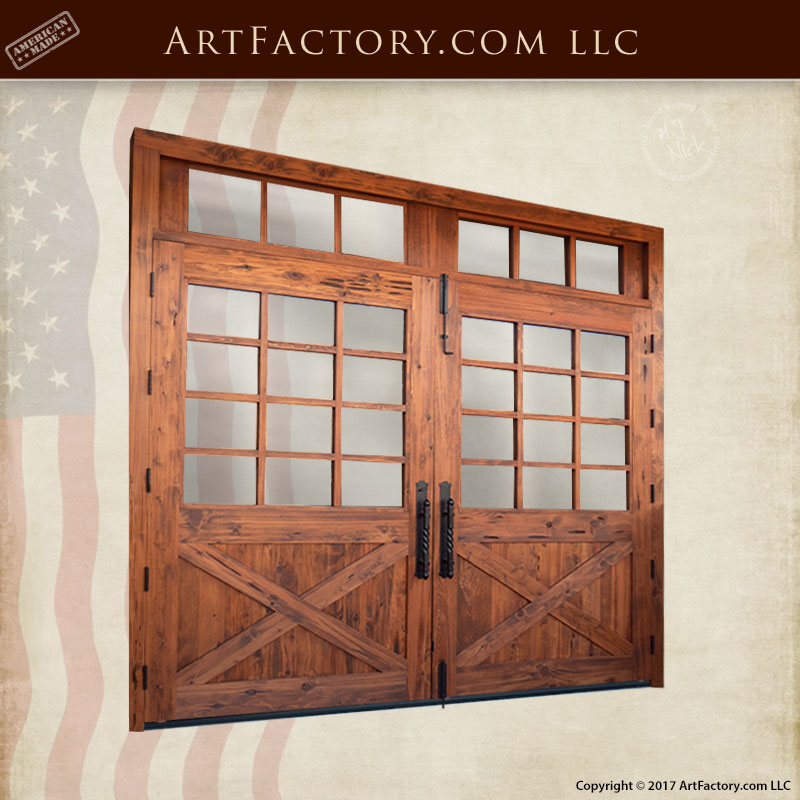 custom French double barn doors angled view of front