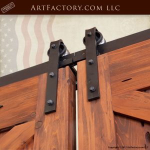 iron sliding barn door hardware up close