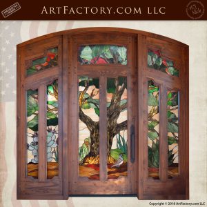 Front Entrance Desert Themed Custom Wooden Door