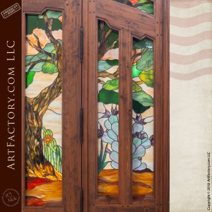 stained glass design on door