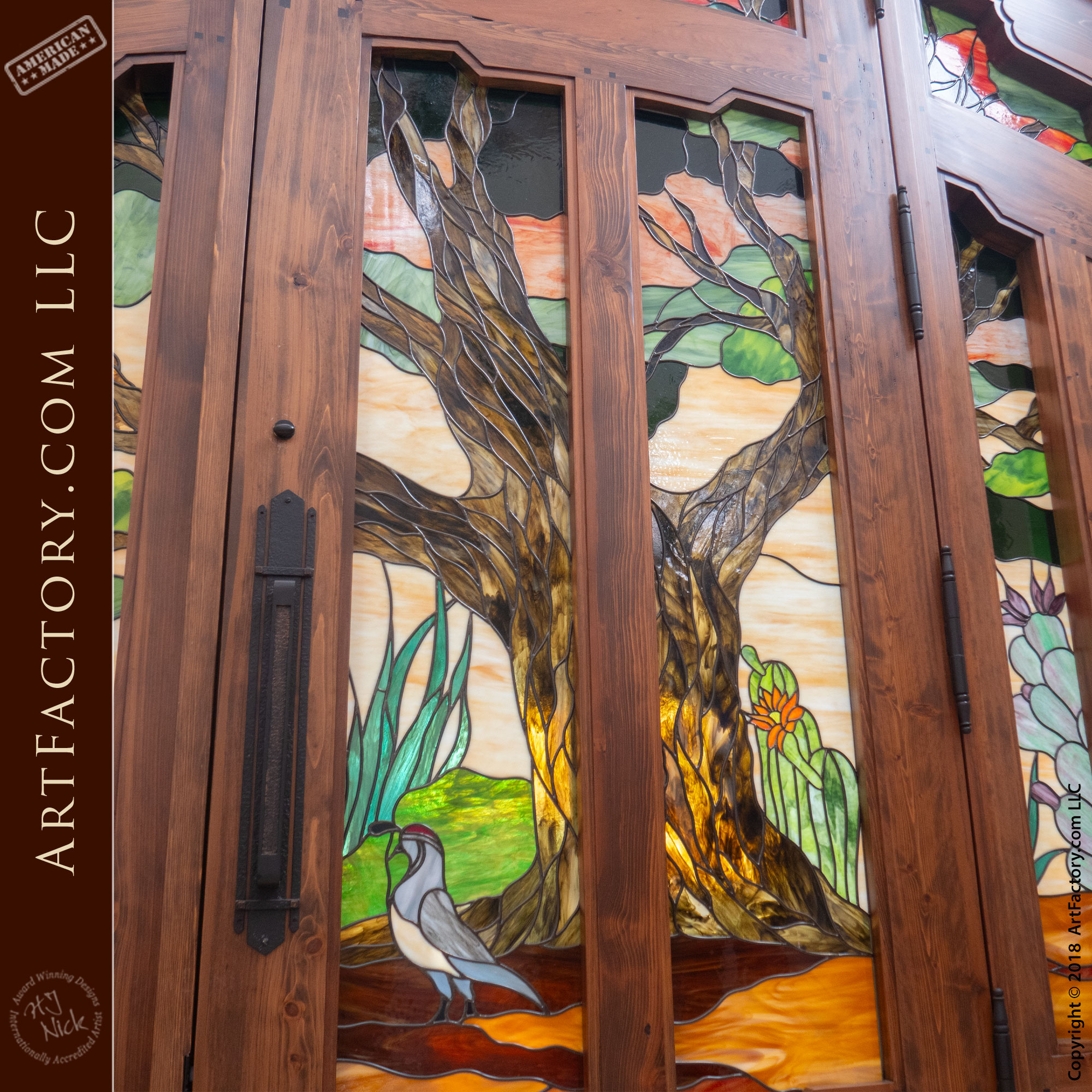 Front Entrance Desert Themed Custom Wooden Door