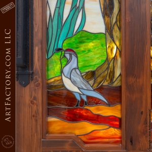 stained glass quail up close