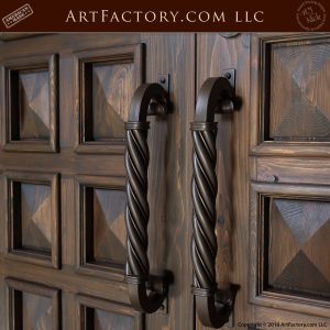 twisted c-shaped wrought iron door pulls