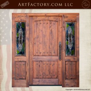 New Custom Wooden Stained Glass Sidelights Door