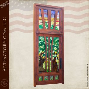 craftsman stained glass door angled view