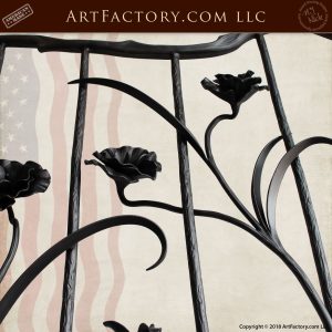 wrought iron hand forged flowers close up