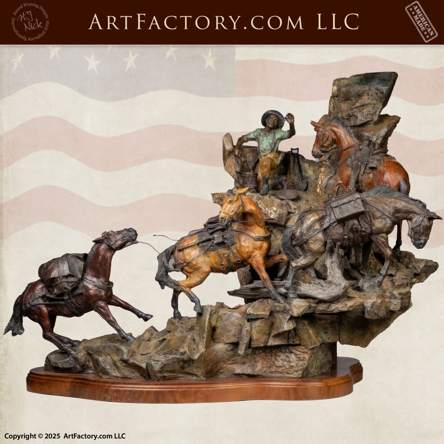 Passage to Gold bronze sculpture by Laran Ghiglieri