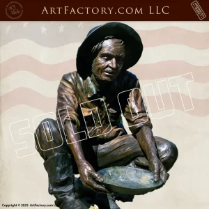 The Gold Panner of American Spirit monumental bronze sculpture by Lorenzo Ghiglieri