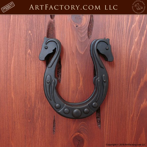 The Spear Door Knocker by ArtFactory is a handcrafted, heirloom-grade wrought iron piece sculpted by master blacksmiths using century-old forging techniques.