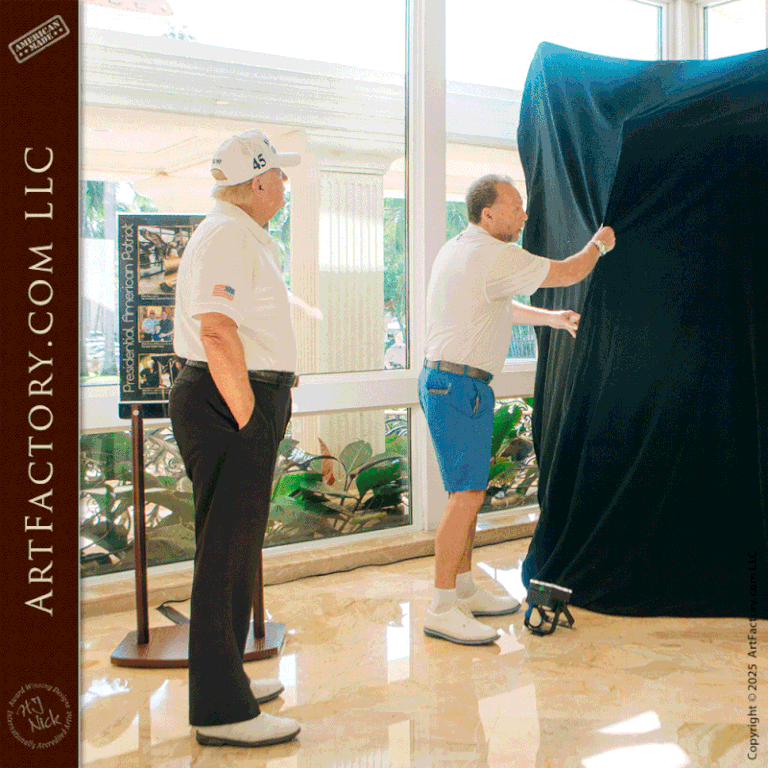 sculpture unveiled for president donald trump