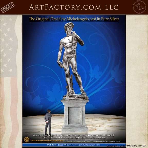 Michelangelo's Statue of David in Pure .999 Silver