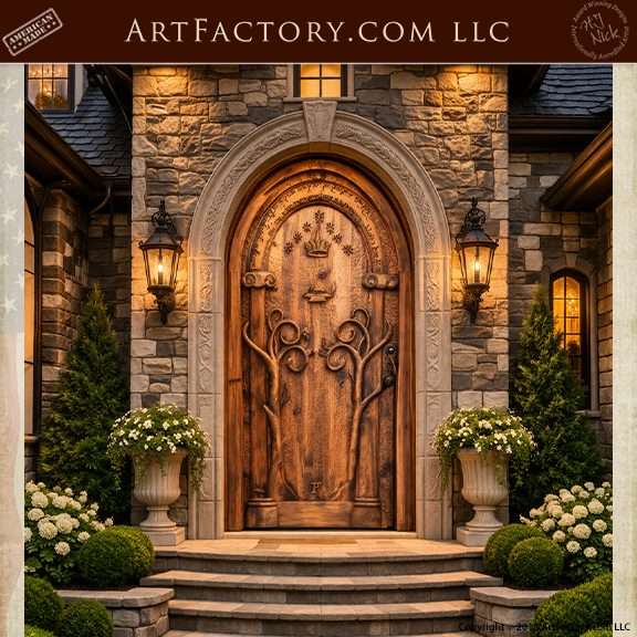 Hand-carved Elvish Door - 7256HC
