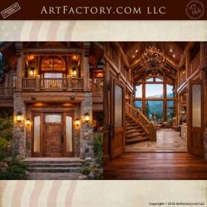 Ultimate Hand Carved Luxury Cabin Mansion Door – HC3090