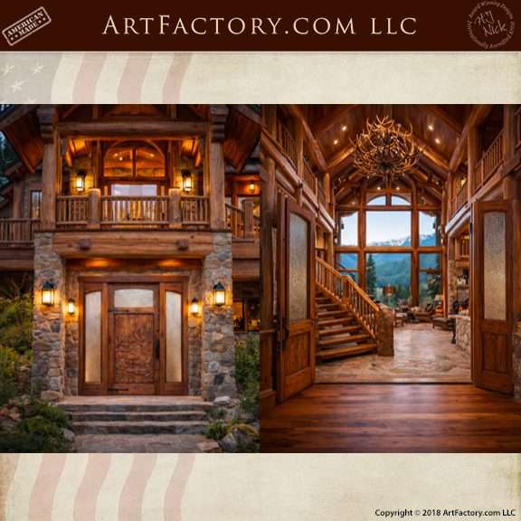 HC3090 Moose Door Ultimate Hand Carved Luxury Cabin Mansion Door – HC3090