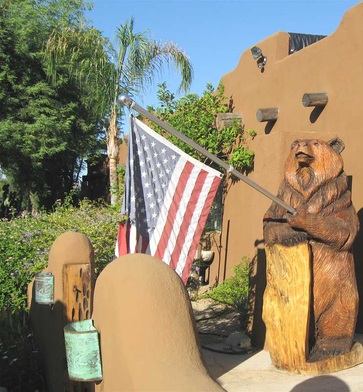 American Bear - Hand Carved American Flag Waver Bear - AMB567